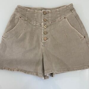 Dear John Women's  High‎ Waist Button Front Casual Tan Shorts Size 27 Boho